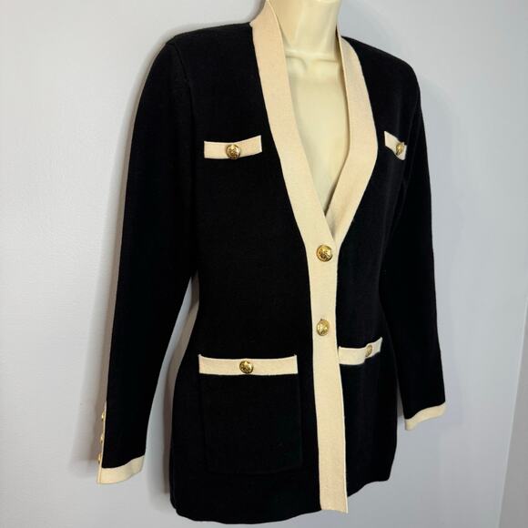 Express Tipped Novelty Button Sweater Jacket Black Preppy Casual Wardrobe Sz S - Picture 7 of 13